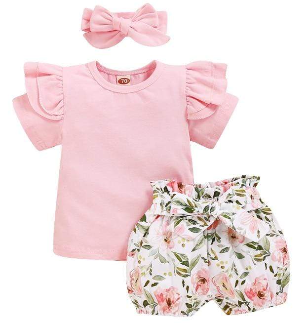 2 Pcs Floral Shorts Outfit - Image 2