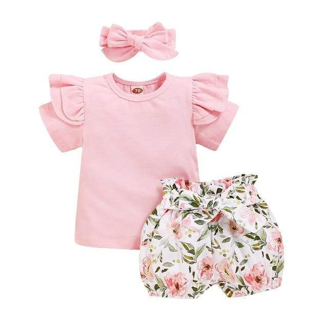 2 Pcs Floral Shorts Outfit - Image 3