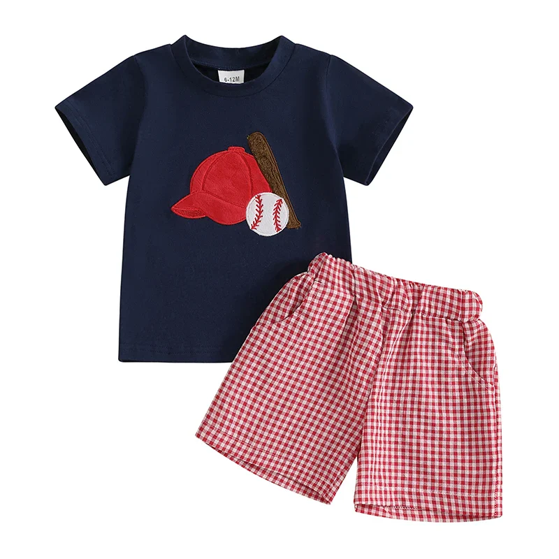 2-Piece Baseball Embroidery T-Shirt & Shorts Set - Image 12
