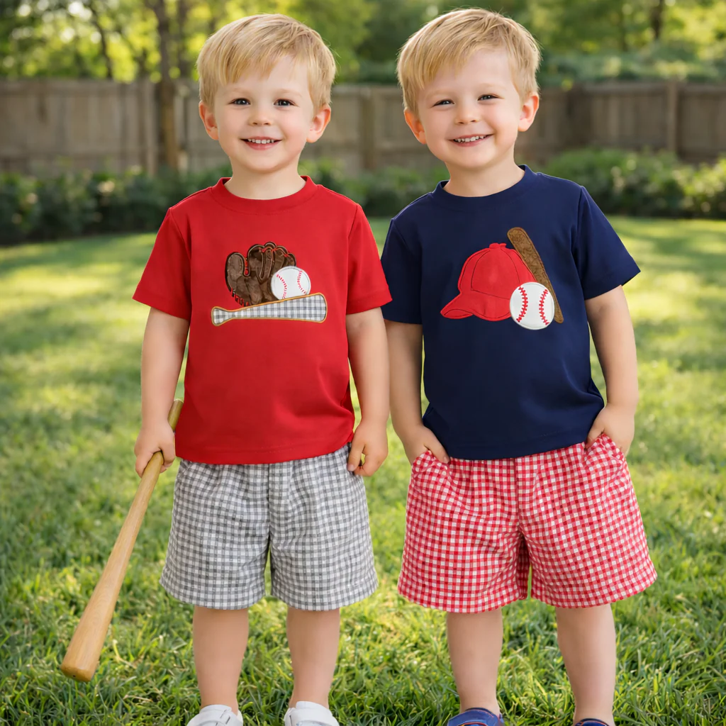2-Piece Baseball Embroidery T-Shirt & Shorts Set - Image 3