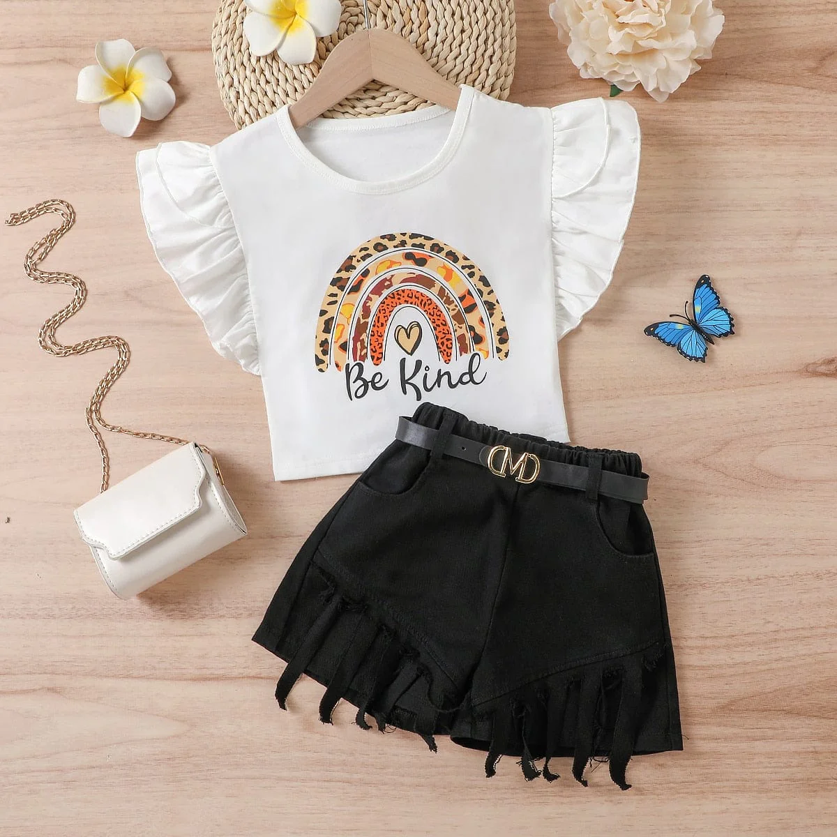 2 Piece Fringe Shorts Outfit - Image 2