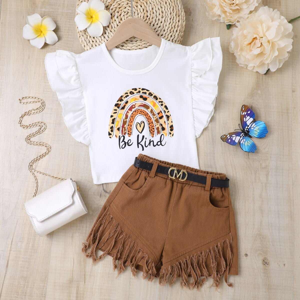 2 Piece Fringe Shorts Outfit - Image 3