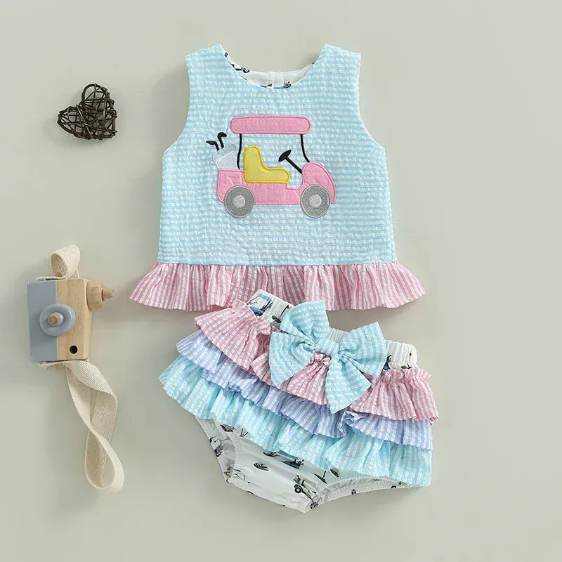 2 Piece Golf Cart Top and Bow Shorts Set - Image 3