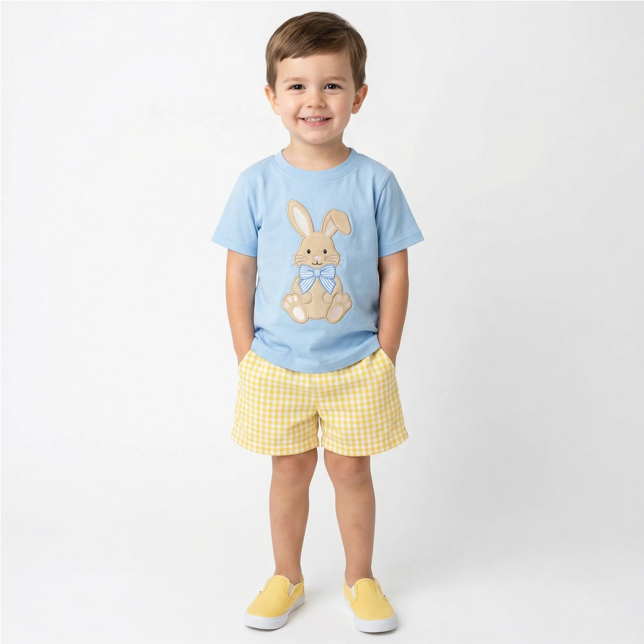 2-Piece Toddler Boy's Easter Embroidery & Plaid Shorts - Image 4
