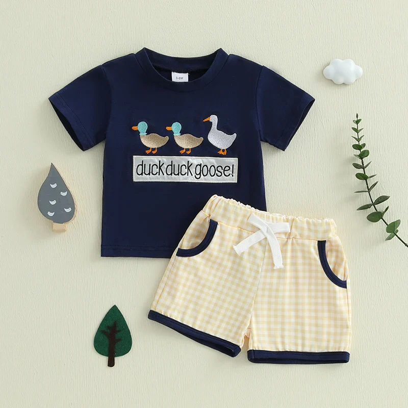 2-Piece Toddler Boy's Embroidered T-Shirt & Shorts Set - Image 2