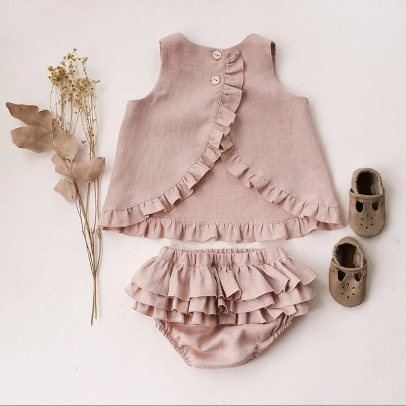 2-Piece Linen Set for Baby Girls