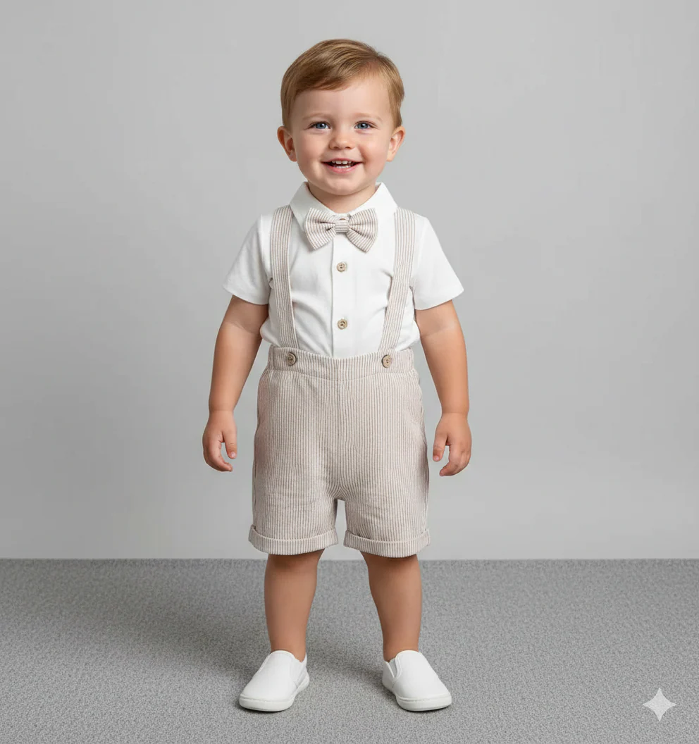 3-Piece Baby Boy Gentleman Romper & Shorts Set - Image 5