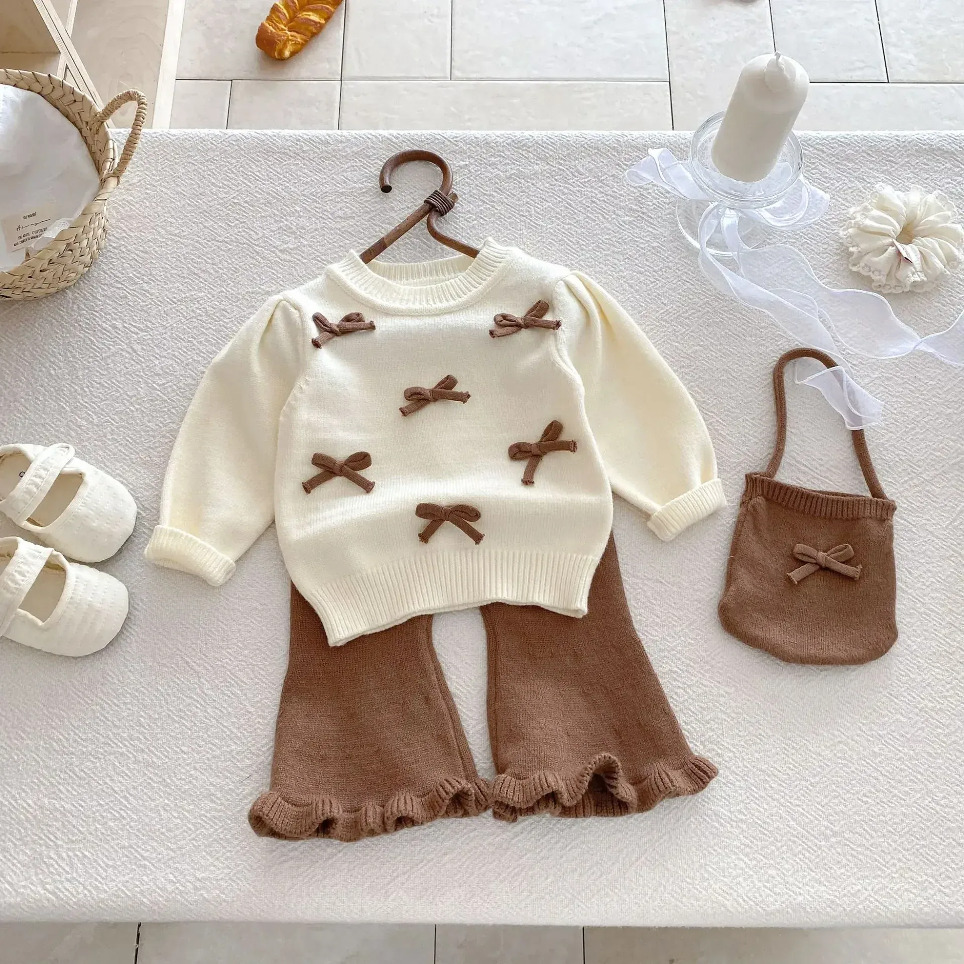 3 Piece Baby Girl Knitted Outfit - Image 4