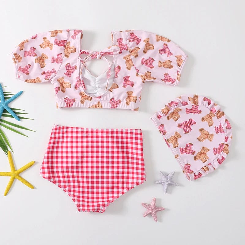3 Piece Set Plaid Swimsuit - Image 2