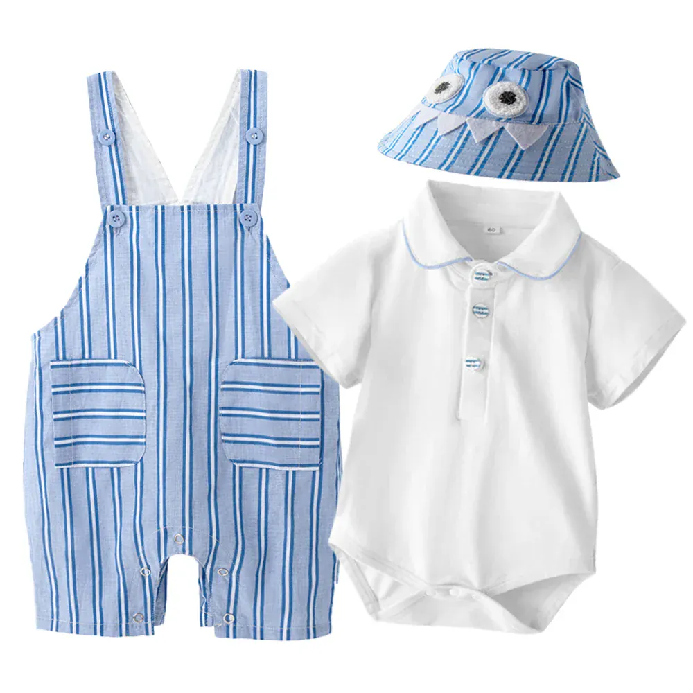 3PCS Baby Boy Striped Summer Outfit Set - Image 2