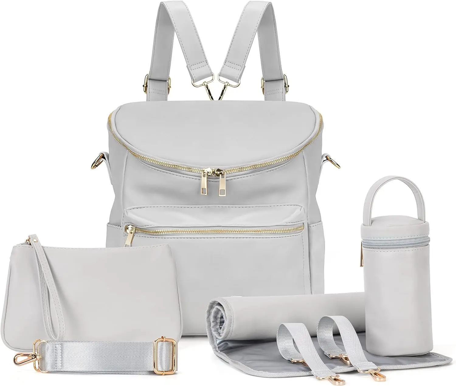5-in-1 Leather Diaper Backpack Set for Stylish Moms - Image 8