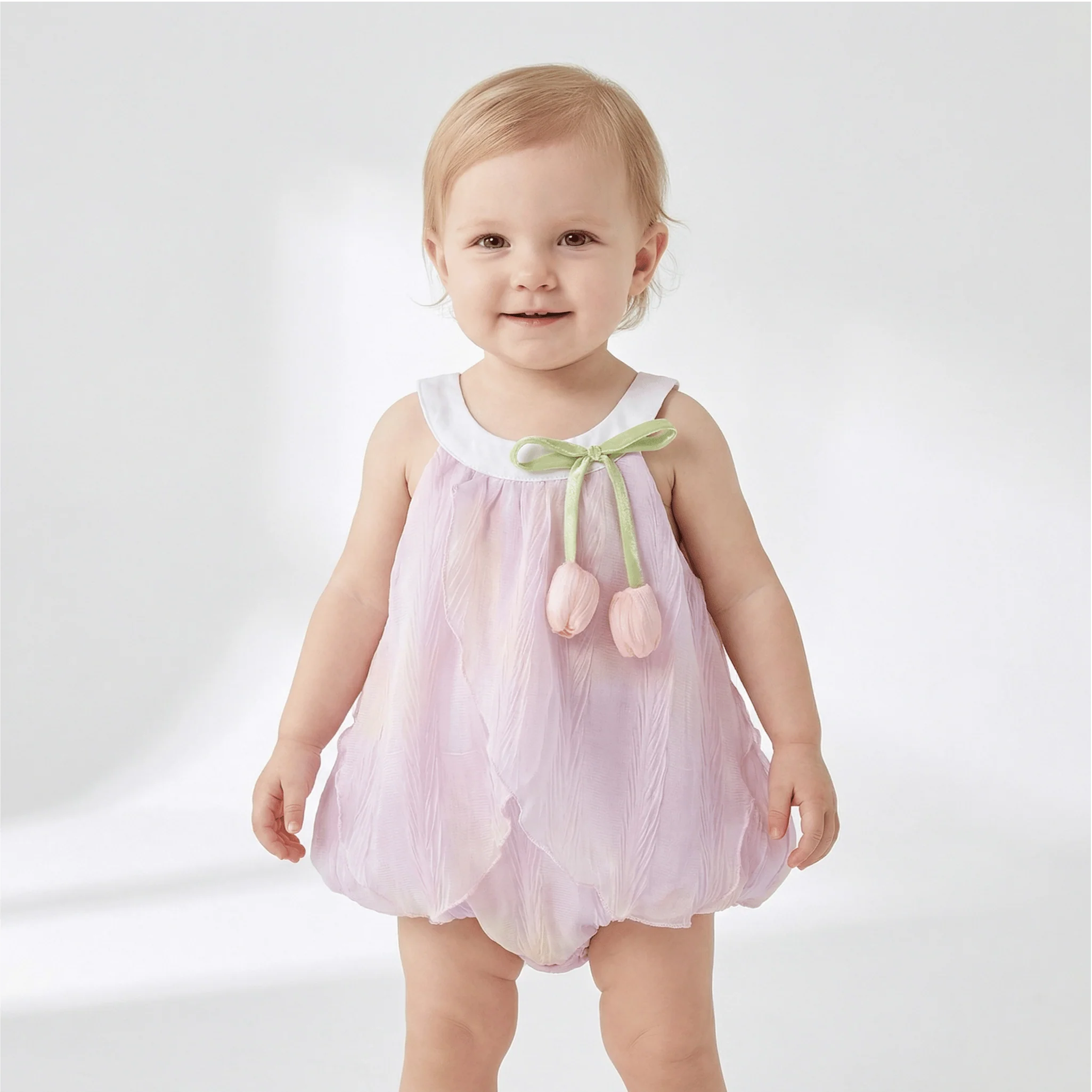 Adorable Baby Girls Tulip Decor Bodysuit - Image 3