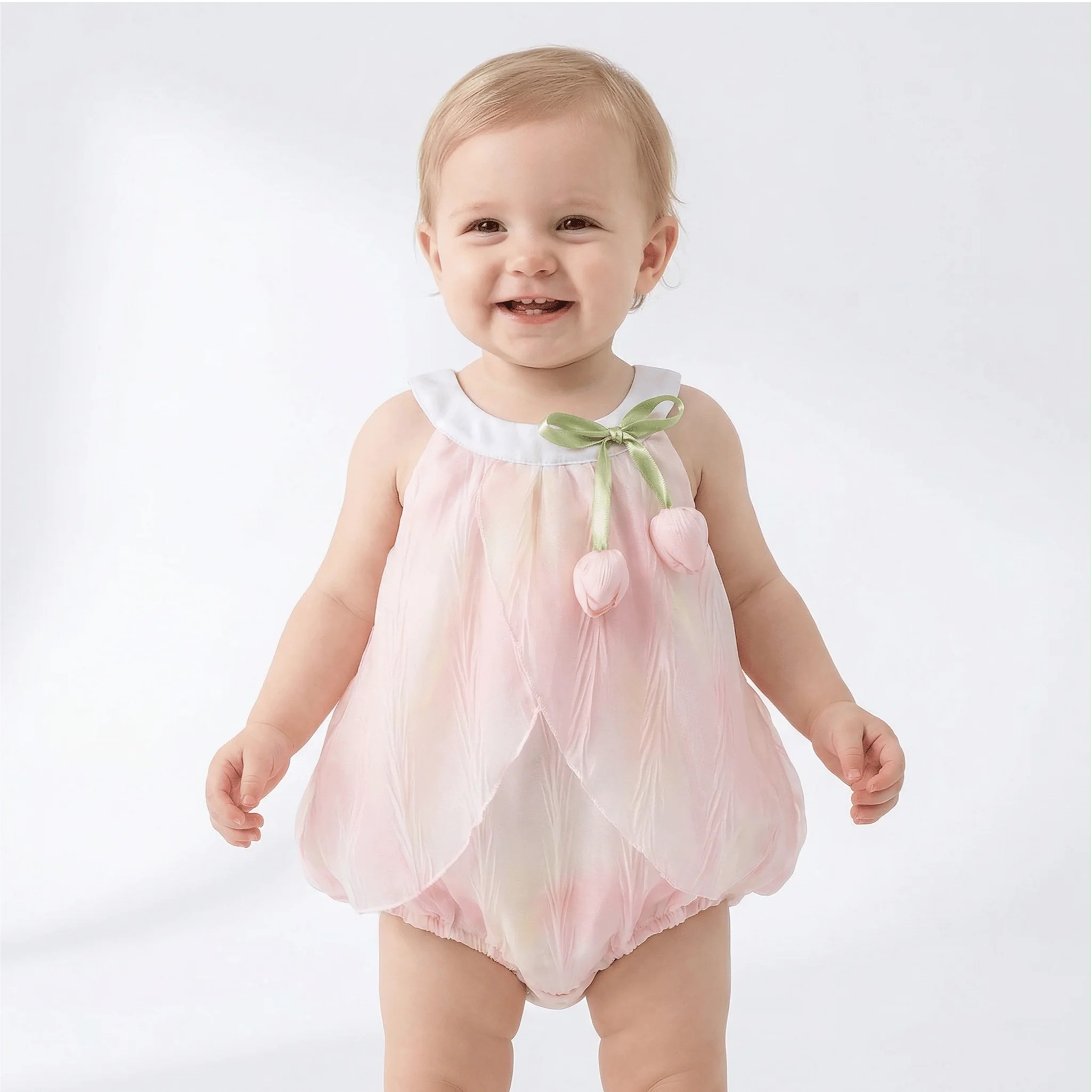 Adorable Baby Girls Tulip Decor Bodysuit - Image 4