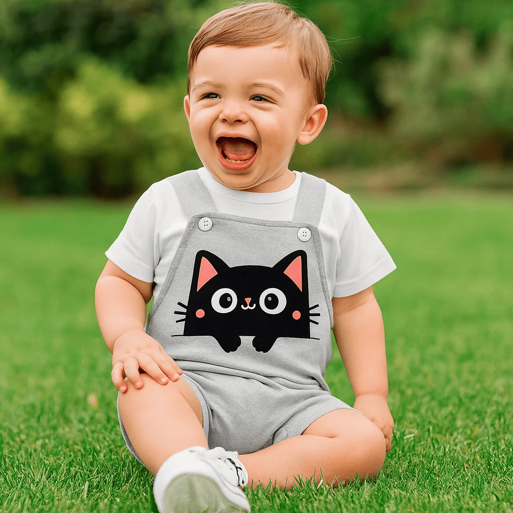 Adorable Black Cat Baby Romper - Image 3