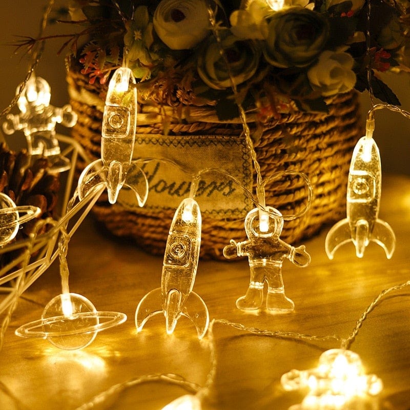 Astronaut Rocket Led String Lights
