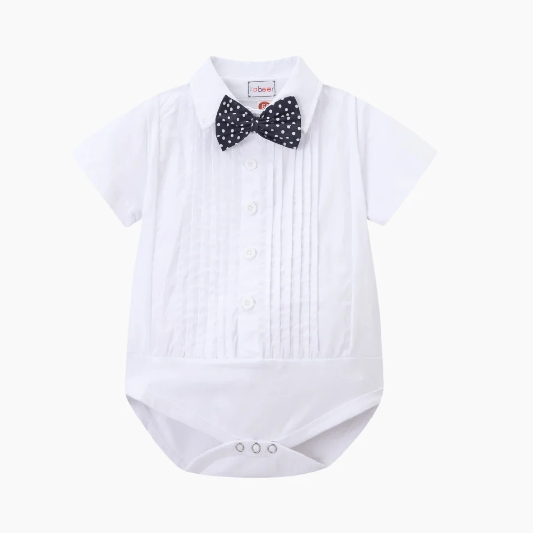 Baby Boy Formal Outfit with Bow Tie and Suspenders - Image 2