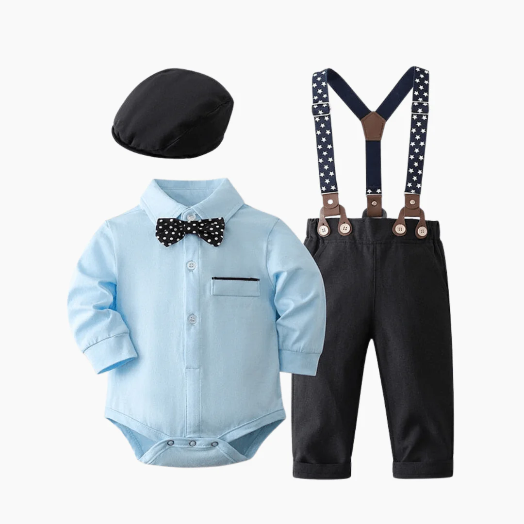 Baby Boy Light Blue Romper Outfit