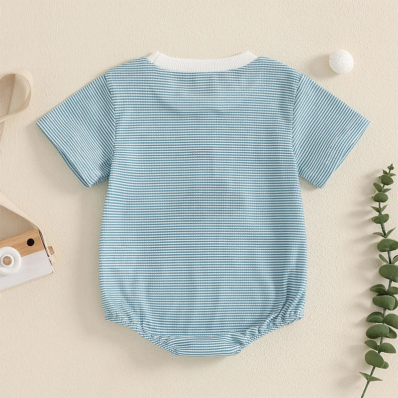 Baby Boy's Striped Golf Patch Romper - Image 4