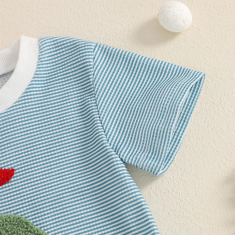 Baby Boy's Striped Golf Patch Romper - Image 7