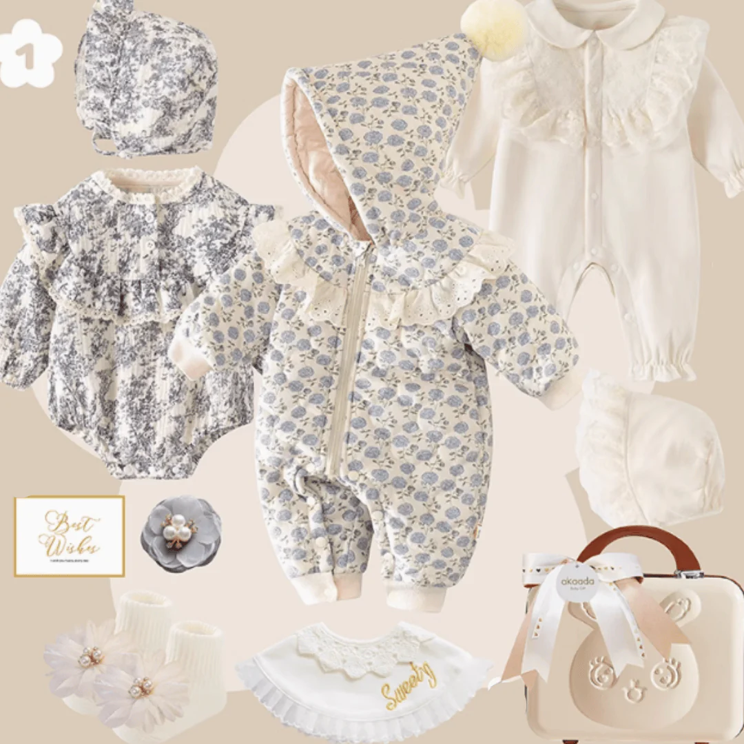 Rococo Blue & Grey” Baby Girl Gift Set - Image 2