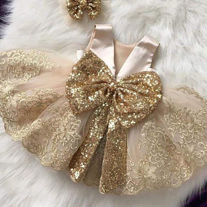 Baby Girl Big Bow Back Party Dress - Image 2