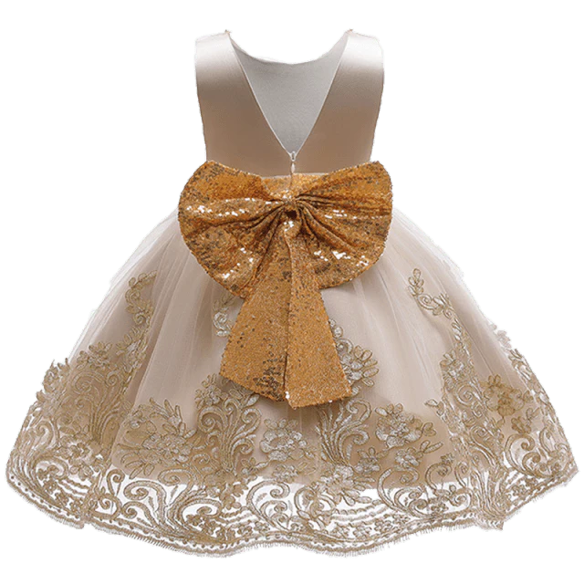 Baby Girl Big Bow Back Party Dress - Image 3
