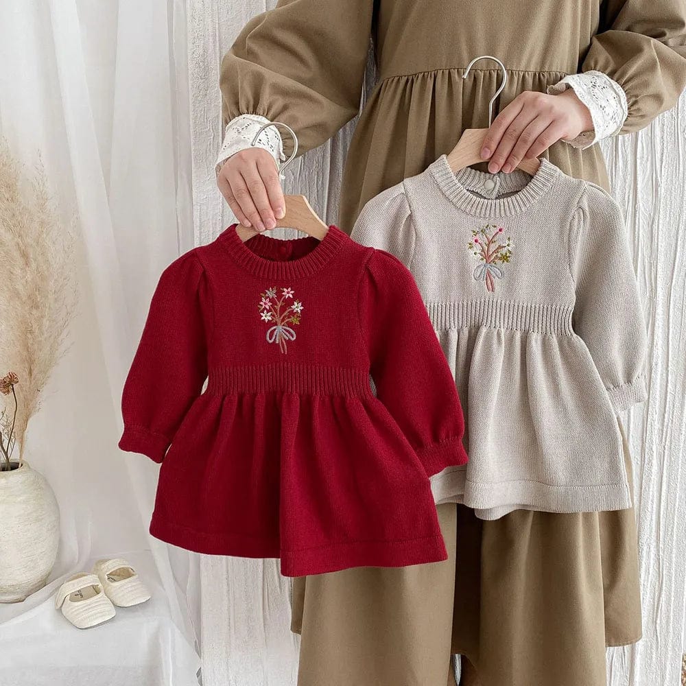 Baby Girl Embroidered Knit Dress - Image 2
