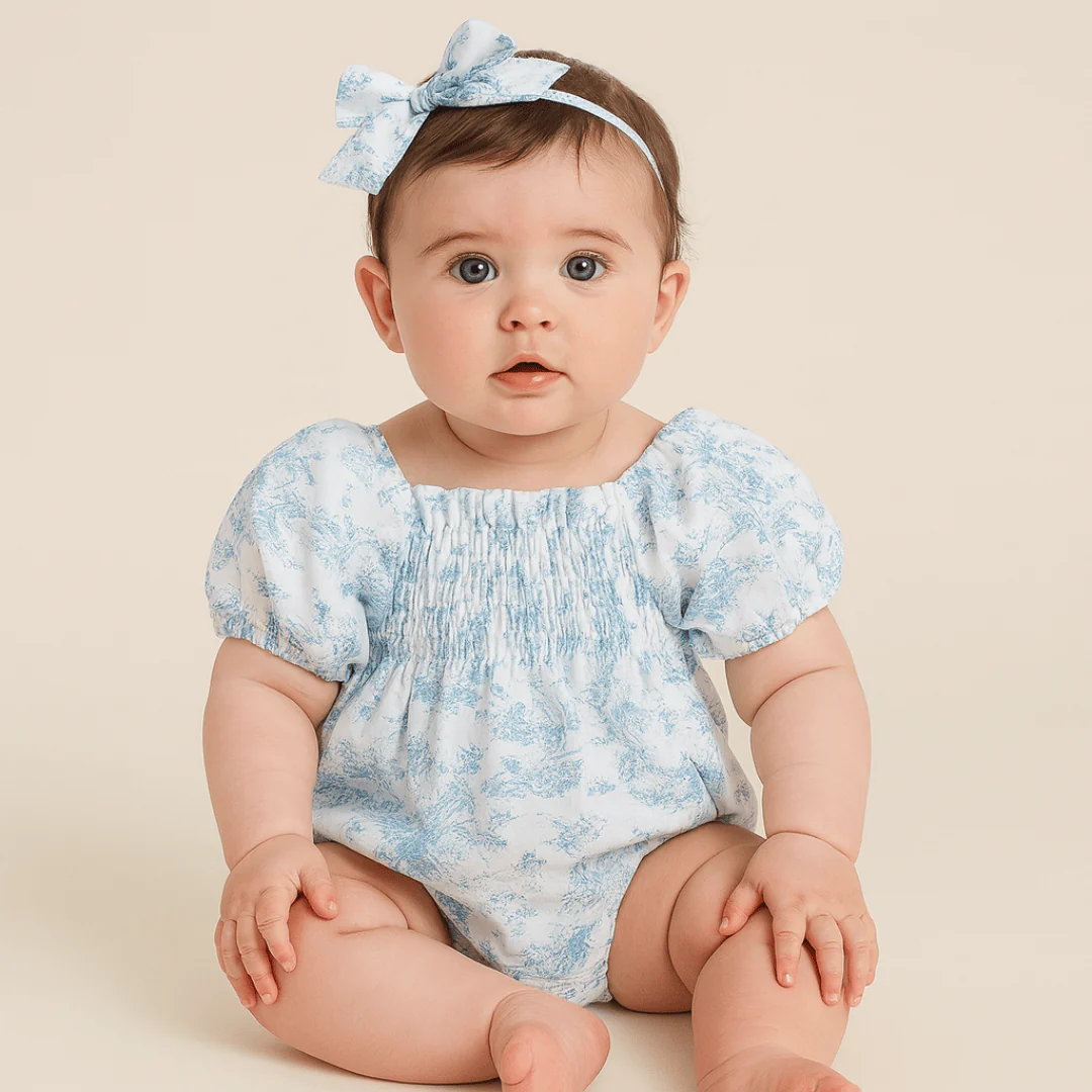 Baby Girl Floral Bodysuit with Headband - Image 2