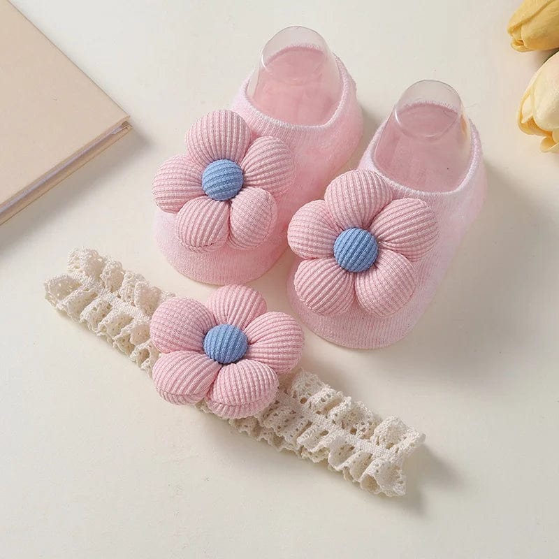Baby Girl Flower Headband and Socks Set - Image 11