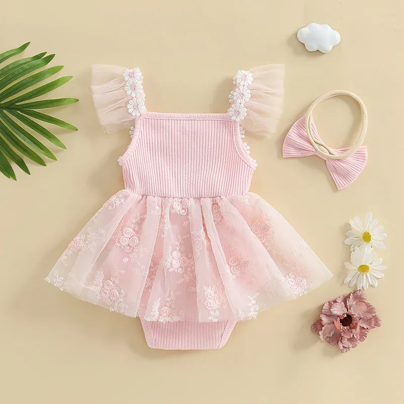 Baby Girl Mesh Romper Dress - Image 4