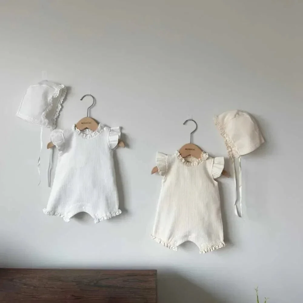 Baby Girl Summer Romper with Hat - Image 2