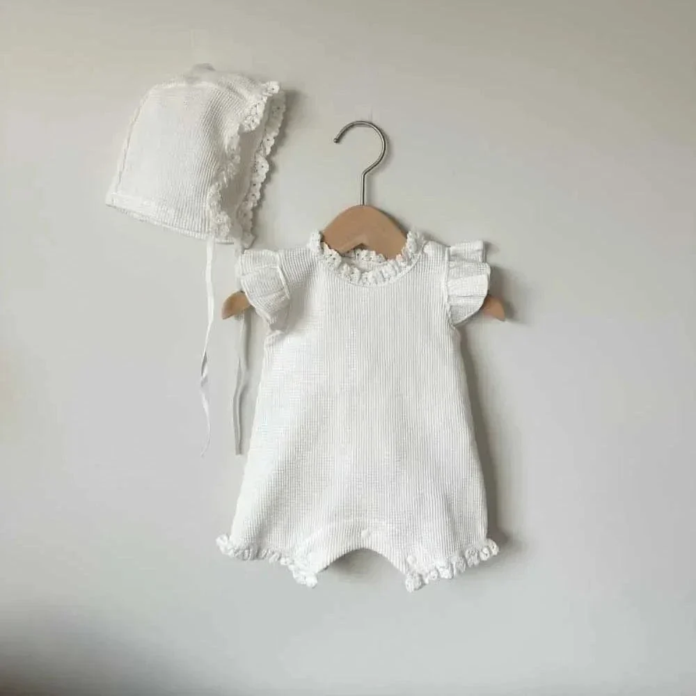 Baby Girl Summer Romper with Hat - Image 8