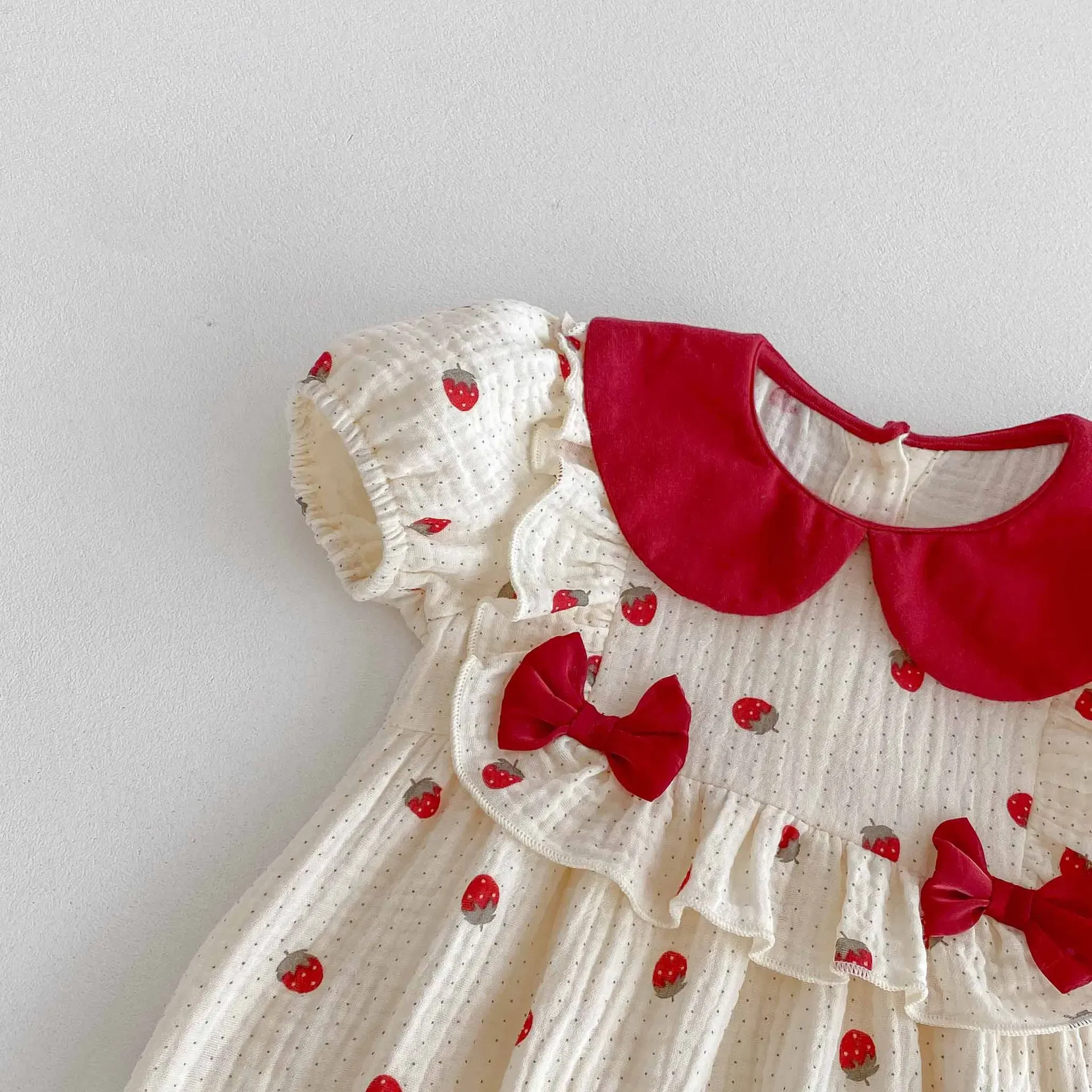 Baby Girl Sweet Strawberry Print Romper - Image 7