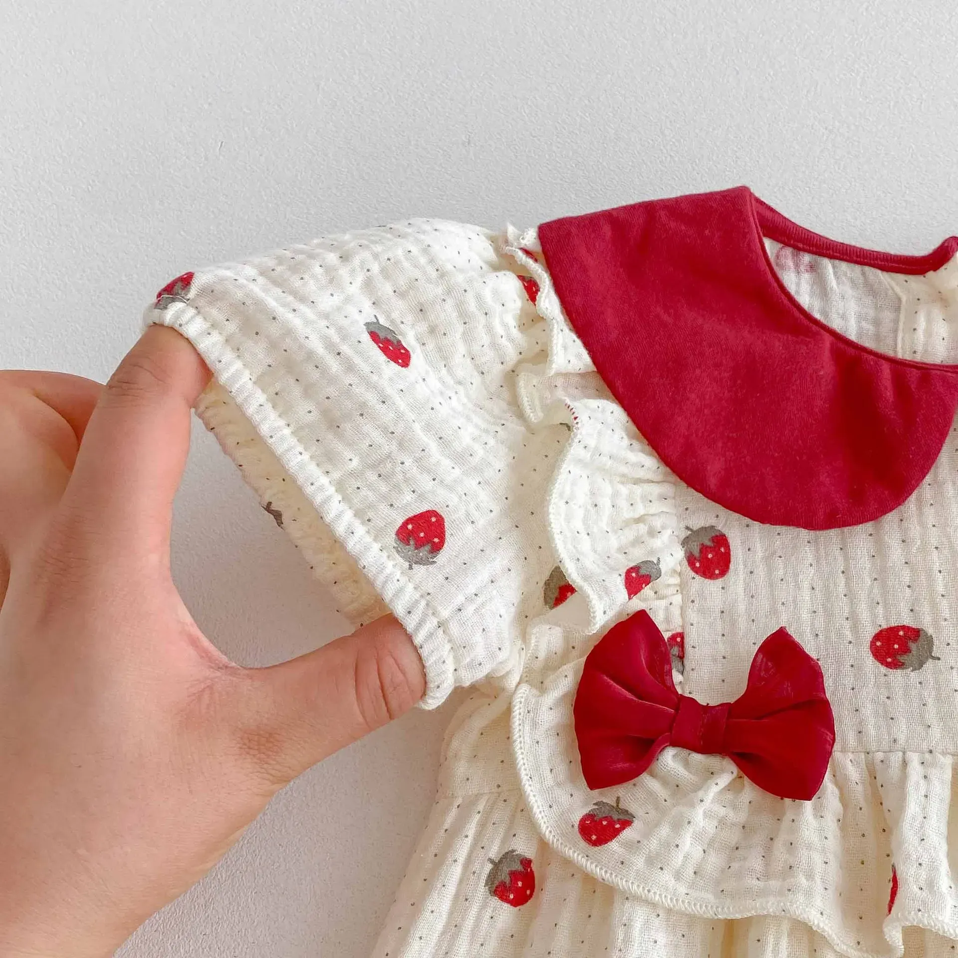 Baby Girl Sweet Strawberry Print Romper - Image 8