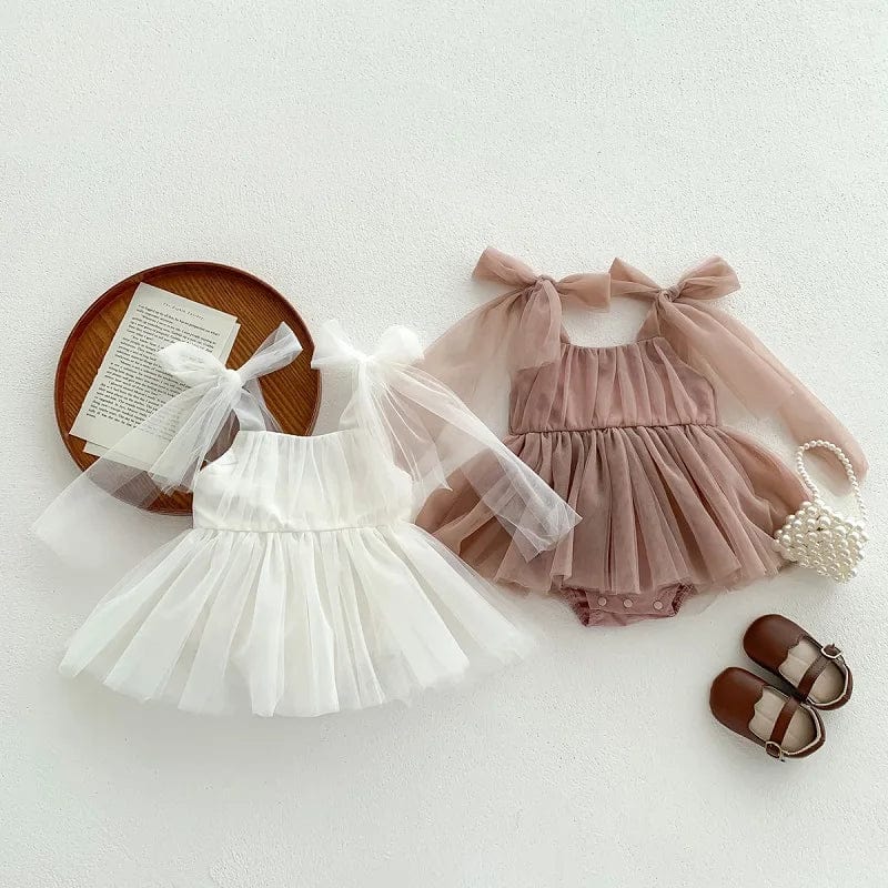 Baby Girl Tulle Dress with Bow - Image 3