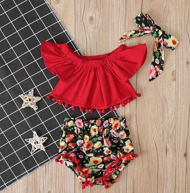 Baby Girls Floral Off Shoulder Set - Image 3