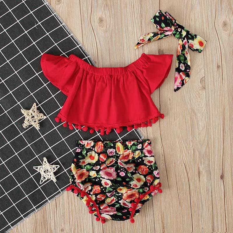 Baby Girls Floral Off Shoulder Set - Image 4