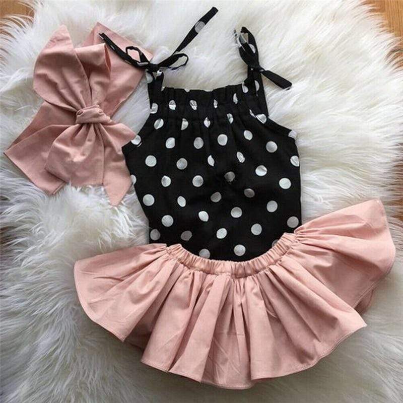 Girls Sleeveless Polka Dots Outfit - Image 2