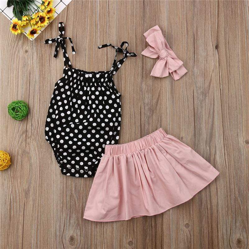 Girls Sleeveless Polka Dots Outfit - Image 3