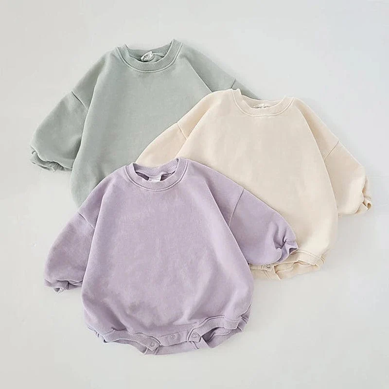 Baby Long Sleeve Sweatshirt Romper - Image 2