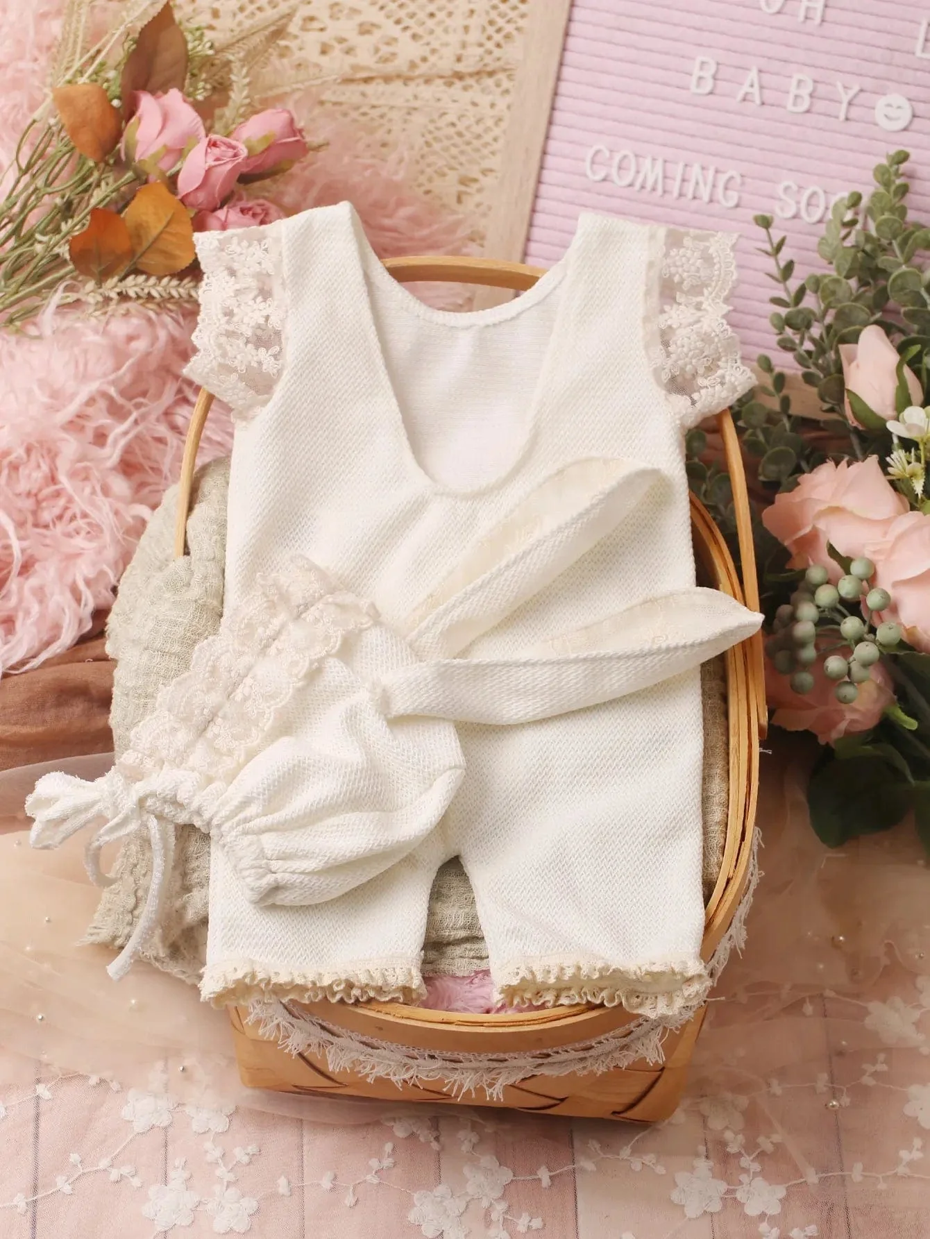 Baby Rabbit Ears Romper and Hat Set