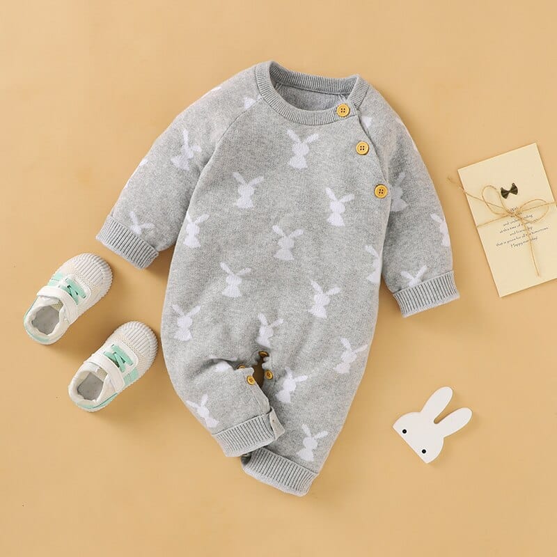 Baby Rabbit Print Knit Bodysuit - Image 9
