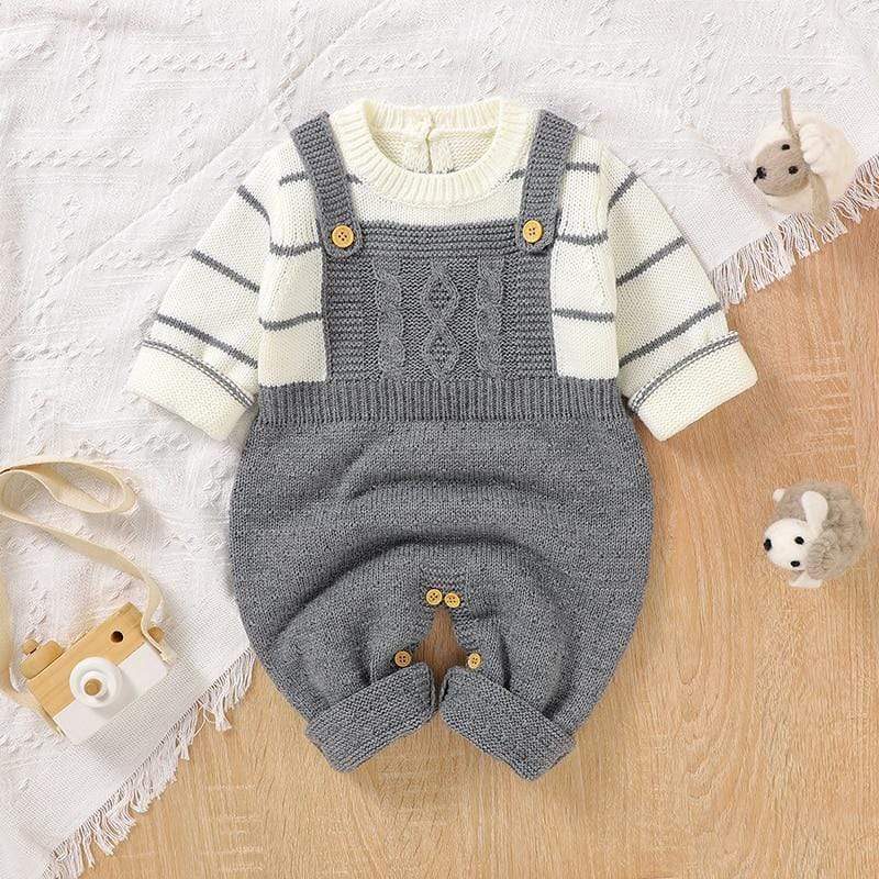 Baby Solid Knit Rompers - Image 2