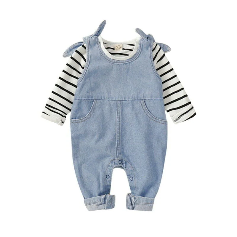 Baby Striped Jumpsuit Set - Image 2