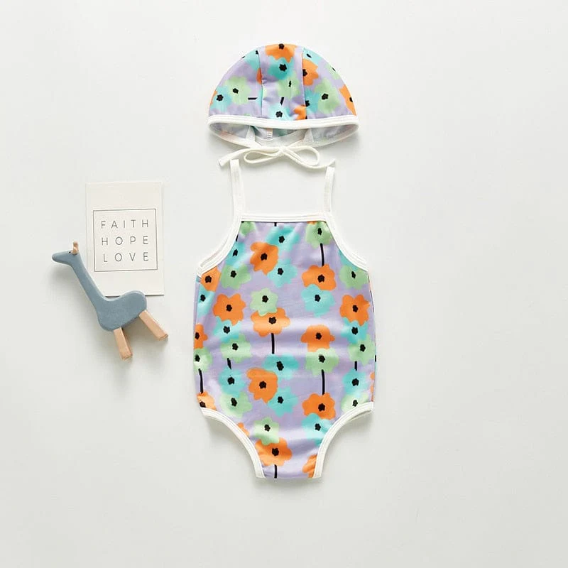 Baby Swimwear With Floral Print And Hat - Image 6