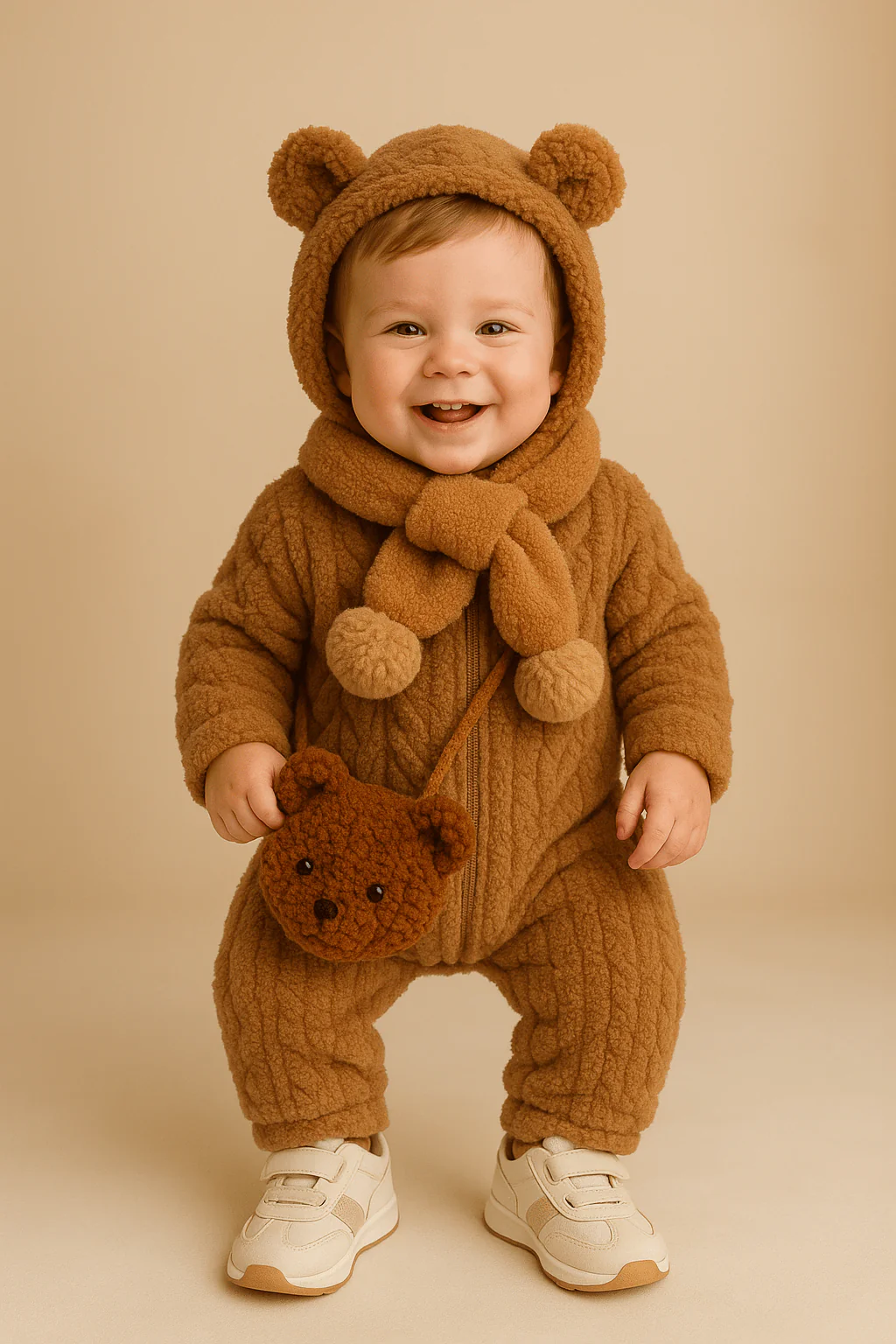 Baby Winter Plush Hooded Jumpsuit - Image 3