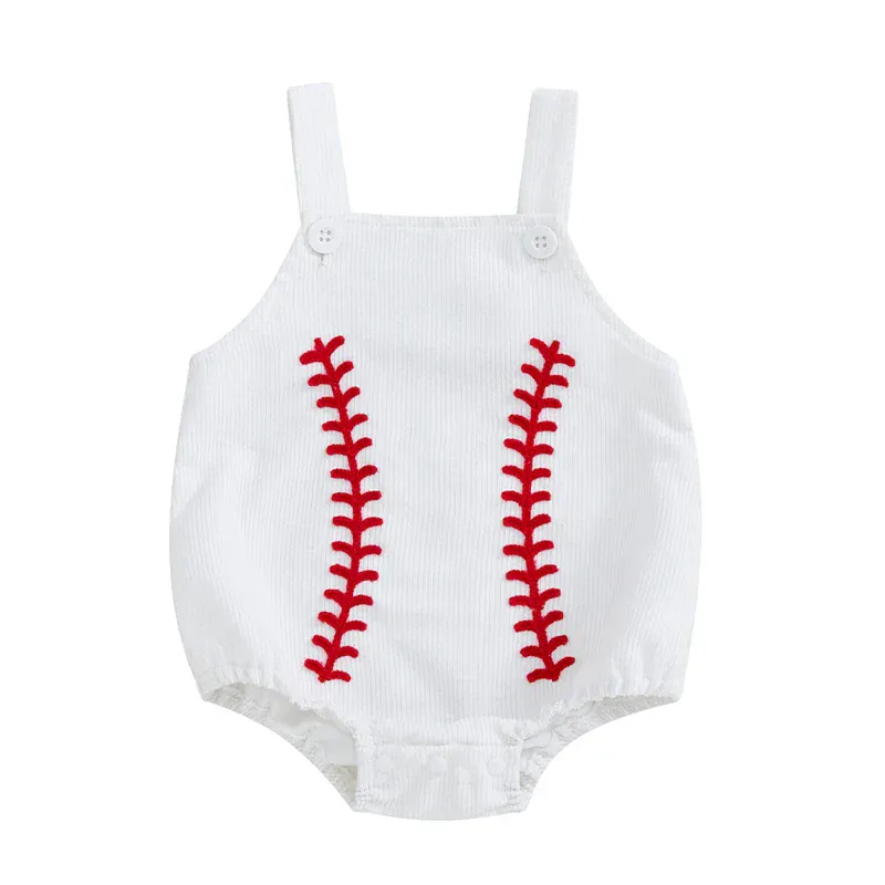 Baseball Inspired Baby Sleeveless Romper - Image 2