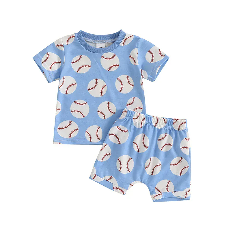 Baseball Print Toddler Boy Summer Outfit - Image 8