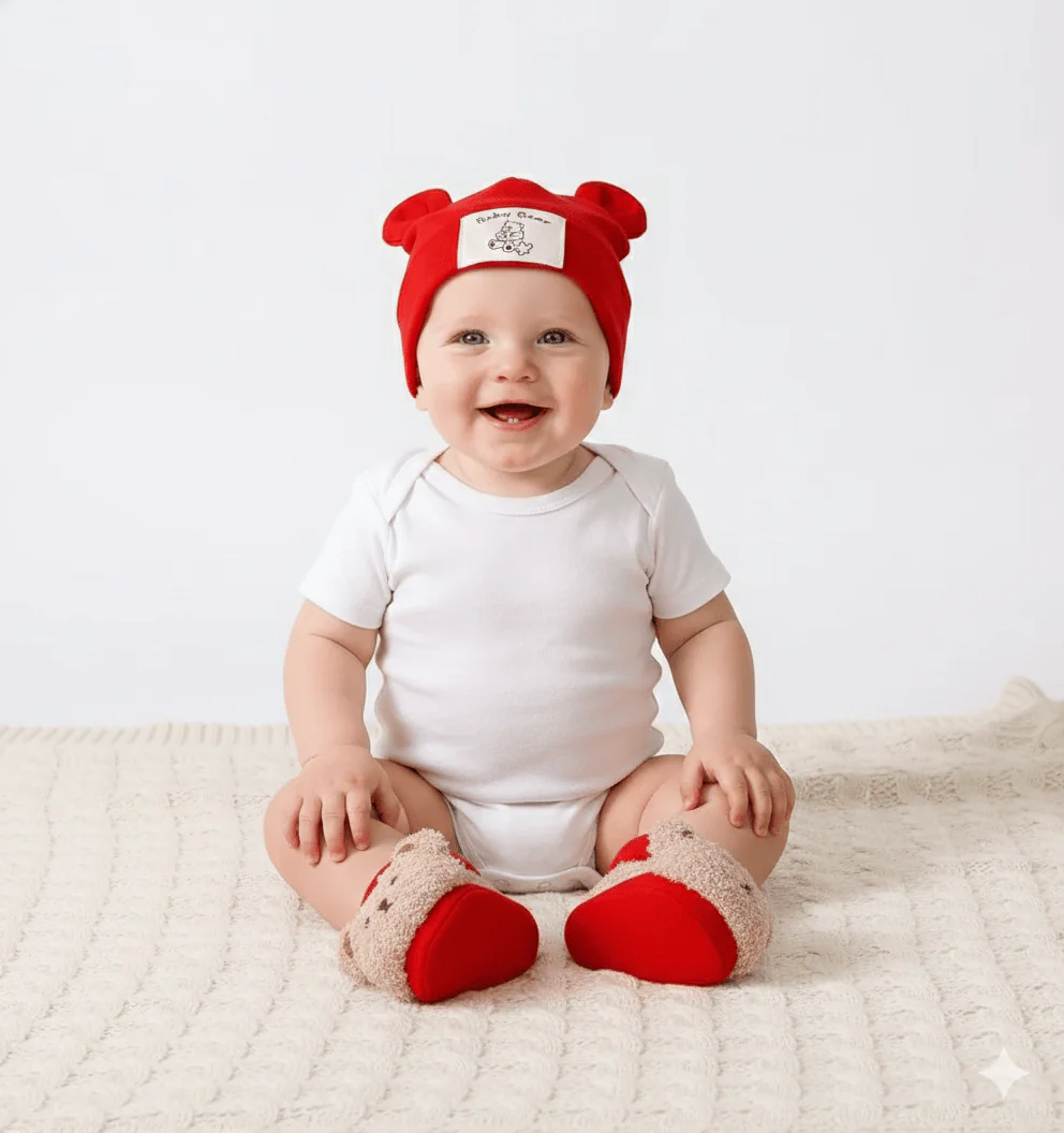 Bear Ear Beanie & Knit Sock Set - Image 4