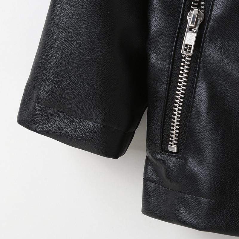 Black Faux Leather Biker Jacket - Image 3
